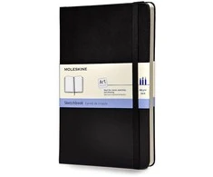 Užrašų knygutė Moleskine Sketchbooks 13x21cm, baltais lapais, kietu viršeliu, juodos spalvos