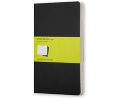 Užrašų knygutė Moleskine Cahier 9x14cm, baltais lapais, minkštu viršeliu, juodos spalvos, 3 vnt