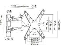 Mozi Slim Full-motion B1 23-55" televizoriaus sieninis laikiklis