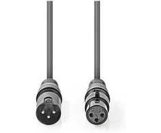 „Nedis“ DMX jungties mažinimo kabelis XLR 3 kontaktų (M) - XLR 3 kontaktų (F) 0,50 m, tamsus pjūklo dantų raštas
