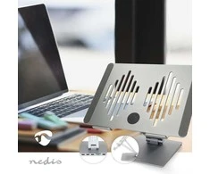 Nedis kannettavan tietokoneen jalusta USB-hubilla, hopea