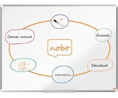 Keramikinė balta magnetinė lenta NOBO Premium Plus, 120x90 cm, sertifikuota EU Ecolabel