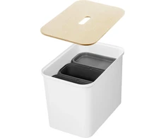 Orthex SmartStore Collect rūšiavimo rinkinys su faneros dangteliu, 76 L, baltas