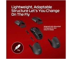Hewlett Packard (HP) HyperX Pulsefire Saga Wireless – žaidimų pelė (juoda) – pelė