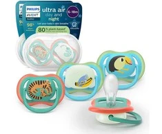 „Philips Avent Ultra Air Day &amp; Night“ čiulptukas, 6–18 mėnesių, 4 vnt., žalias/mėlynas