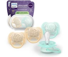 Philips Avent Ultra Soft tutti, 0–6 kk, 4 kpl, vaaleankeltainen/turkoosi