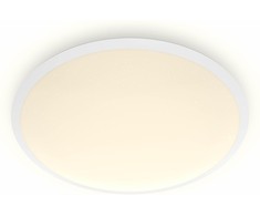 Lubinis šviestuvas Plafoninis LED šviestuvas PHILIPS CAVANAL, 12 W, 2700 K, 1200 lm, IP44, dimer., baltos sp., Ø25 cm
