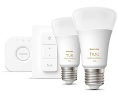 Philips Hue "White ambiance” pradžios rinkinys: 2 E27 išmaniosios lemputės (1100) + šviesos reguliatoriaus jungiklis
