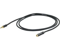 PROEL 3,5 mm stereo moteriškas iki 3,5 mm stereo vyriškas ausinių lizdas, 5 m, juodas