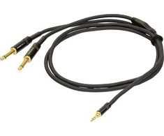 PROEL 3,5 mm stereo vyriškas - 2 x 6,3 mm mono, 1,5 m, juodas