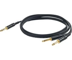 PROEL 6,3 mm stereo vyriškas - 2 x 6,3 mm monofoninis, 5 m, juodas