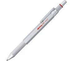 rotring 600 Multipen 3in1 sidabrinis Smulkaus švino rašiklis, rutulinis rašiklis mėlynas/raudonas
