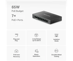 Šakotuvas Mercusys MS108GP -7 -porttinen PoE+ kytkin