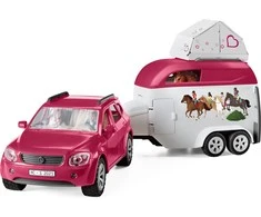 Schleich Horse Club 42535 - Seikkailu autolla ja hevostenkuljetusvaunulla