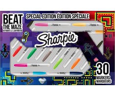 „Sharpie Fine“ žymeklių rinkinys, 30 spalvų – „Labirintas“ + dovanėlės: taupyklė, „Frisbee“ ir maišelis