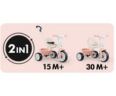 Triratukas Smoby Be Move rožinis su saugos diržais