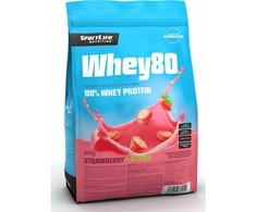 SportLife Whey80 Strawberry + Stevia išrūgų baltymų milteliai, 600 g