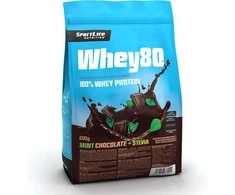 SportLife Whey80 Mint šokoladas + Stevia išrūgų baltymų milteliai, 600 g