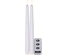 Star Trading Flamme Slim LED-antiikkikynttilä, 2 kpl, 28cm, valkoinen