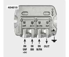 Televes T404010 stiebo filtras VHFI-ULA / VHFIII / UHF (nuo 470 MHz iki 790 MHz, DC)