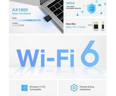 TP-LINK | AX1800 Nano dviejų dažnių „Wi-Fi 6“ USB adapteris | Archer TX20U Nano | USB 2.0