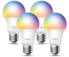 TP-Link „Tapo“ išmanioji „Wi-Fi“ lemputė, daugiaspalvė, 4 vnt. pakuotė, išmanioji lemputė, „Wi-Fi“, metalinė, balta, 802.11b, 802.11g, „Wi-Fi 4“ (802.11n), LED, E27