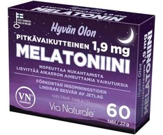 Via Naturale Hyvän Olon Pitkävaikutteinen Melatoniini 1,9 mg, 60 tabl