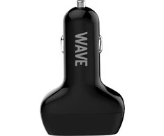 Wave automobilinis įkroviklis, 1 x USB Type-C + 1 x USB-A 18W + 18W, juodas