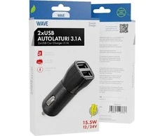 Wave automobilinis įkroviklis, su dviem USB jungtimis, 3,1 A