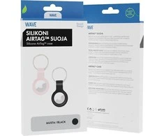 Dėklas Wave silikonisuoja avainrenkaalla, Apple AirTag, musta