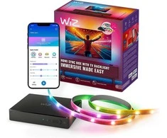 „Taśma LED WiZ Sync Box“ ir televizoriaus foninio apšvietimo juosta, 75–85 colių