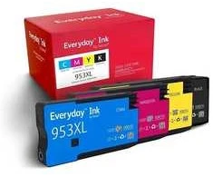 Xerox Kasdienis – 4 vnt. pakuotė – didelės talpos – juoda, geltona, žydra, rausvai raudona – suderinama – atnaujinta – rašalo kasetė (alternatyva: HP 953XL)