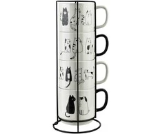 Affek Design COTTELLO Komplet 4 kubków na stojaku4x370ml