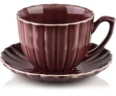 Affek Design EVIE BURGUNDY puodelis ir lėkštutė 300 ml