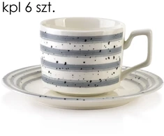 Affek Design JOY 6 puodelių su lėkštutėmis rinkinys, pilkas, 210 ml