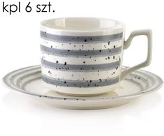 Affek Design JOY 6 puodelių su lėkštutėmis rinkinys, pilkas, 210 ml