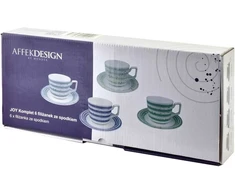 Affek Design JOY 6 puodelių su lėkštute rinkinys, žalias, 210 ml