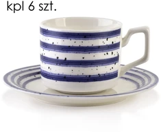 Affek Design JOY rinkinys, 6 puodeliai su lėkštutėmis, mėlyni, 210 ml