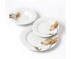 Affek Design LEA BEIGE Komplet obiadowy 18 dalys 21,8cm/19,2/27cm talerz zupa 220ml