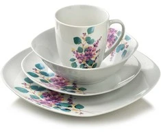 Affek Design LEA LAVENDER Komplet obiadowy 16cz. kubek 370ml/miska 500ml 17/19,5/25,5cm