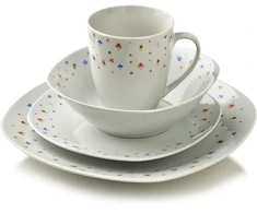 Affek Design LEA MINI pietų rinkinys, 16 dalių, 370 ml puodelis / 500 ml dubuo, 17/19,5/25,5 cm