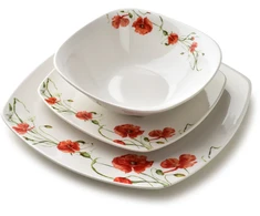 Affek Design LEA POPPY indų rinkinys, 18 dalių, dubenėlis, 500 ml, 16,5 cm / 18 cm / 24 cm
