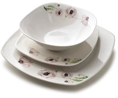 Affek Design LEA Rožinis pietų rinkinys 18 dalių dubenėlis 16,5 cm 500 ml / 18 cm / 24 cm
