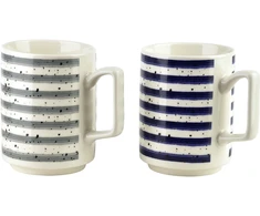 Affek Design MOJRA Puodelis 350ml 8x11x10cm niebeskie paski JOY Mėlynas STRIPES