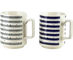 Affek Design MOJRA Puodelis 350ml 8x11x10cm pilka paskiJOY Pilkas STRIPES