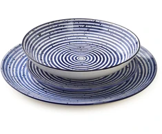Lumarko STRIPES Mėlynas pietų rinkinys 18 dalių. 27/19/20 cm dubenėliai, 550 ml