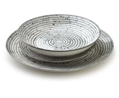 Lumarko Affek Design STRIPES Pilkas Komplet obiadowy 18części27/19/20cm miska 550ml
