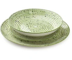 Lumarko Affek Design STRIPES Žalias pietų rinkinys 18 dalių. 27/19/20 cm dubenėliai, 550 ml