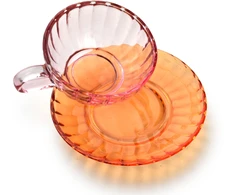 Affek Design Puodelis su lėkštute 210ml iš stiklo,rusvas