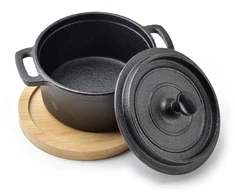 Allesken LUXE Mini ketaus troškintuvas su dangčiu ant lentos 13x10x7,5 cm 210 ml